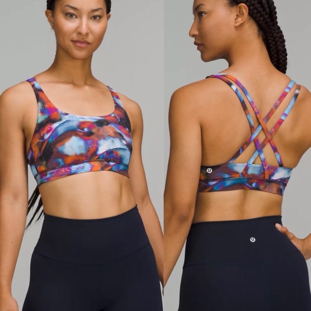 Lululemon Energy sports bra in hyper drift pattern